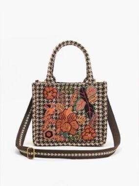 America and Beyond - Embellished Crossbody Tote Bag Floral Satchel